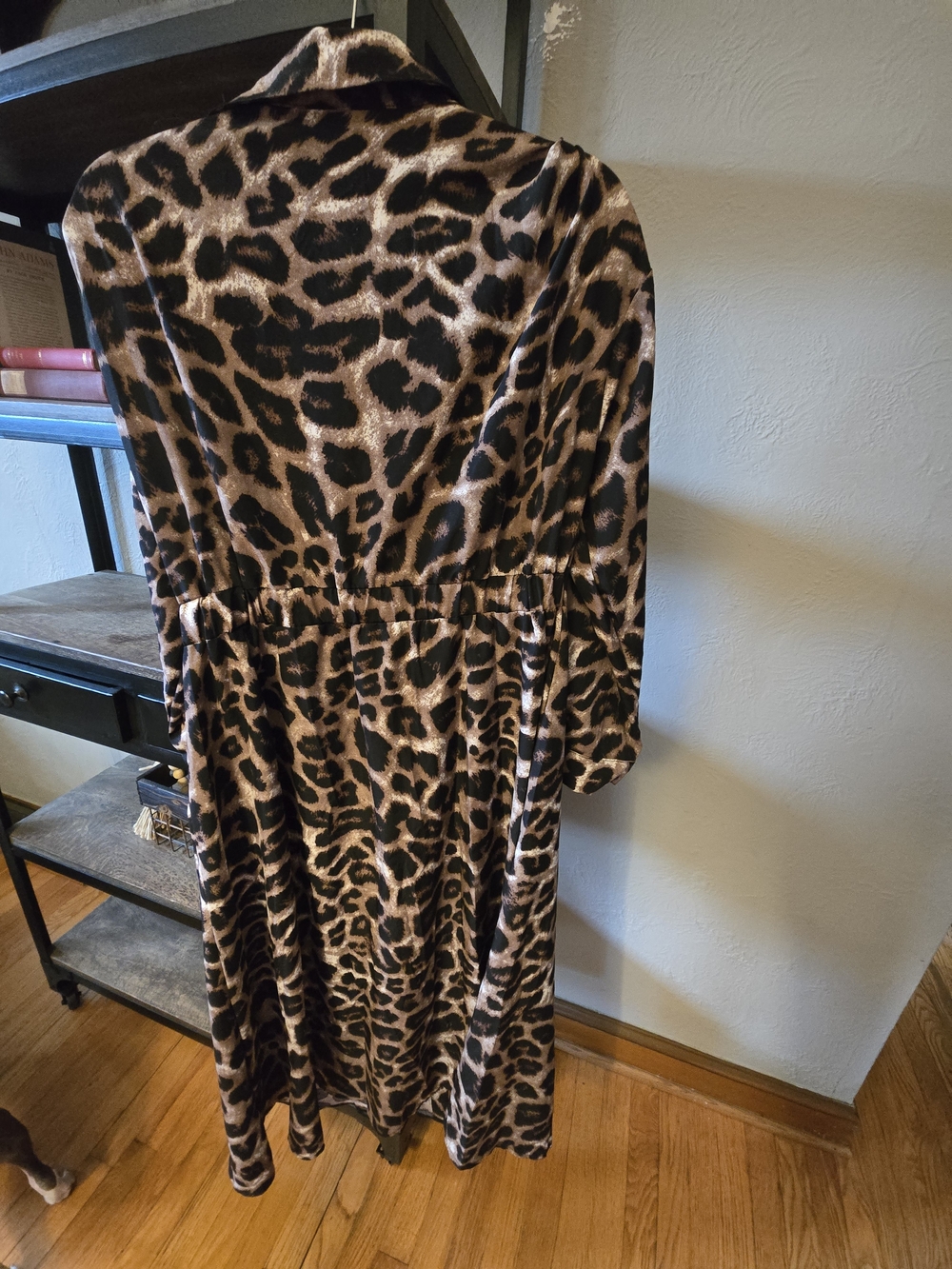 Leopard-Pattern Long Button Dress in Brown & Black - Picture 6 of 6